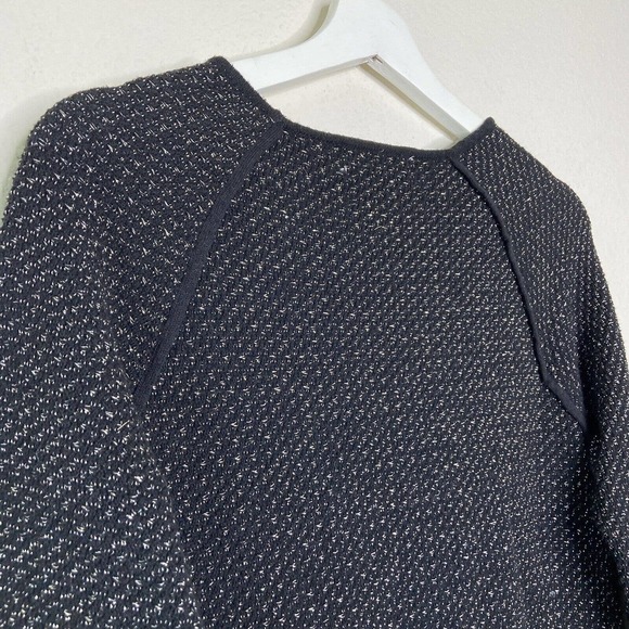 Zara Black Metallic Silver Knit Tweed Long Sleeved Dress Sz S - Picture 9 of 10